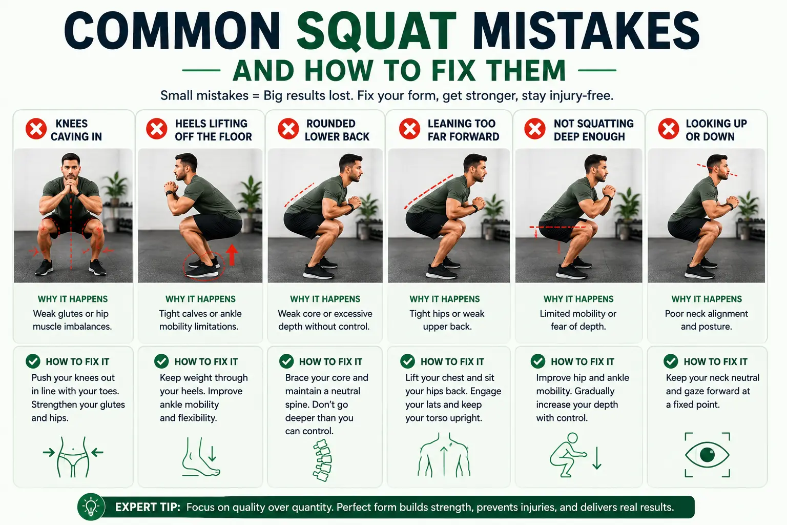 How Many Squats Should I Do a Day? A Goal-Based Guide for Beginners AND Fitness Enthusiasts Common Squat Mistakes