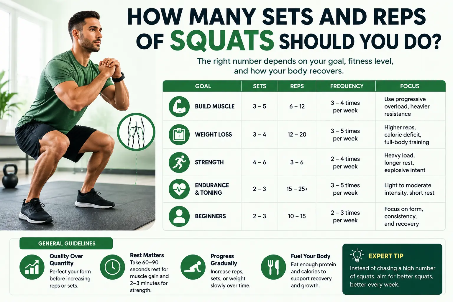 How Many Squats Should I Do a Day? A Goal-Based Guide for Beginners AND Fitness Enthusiasts How Many Squats Should I Do a Day