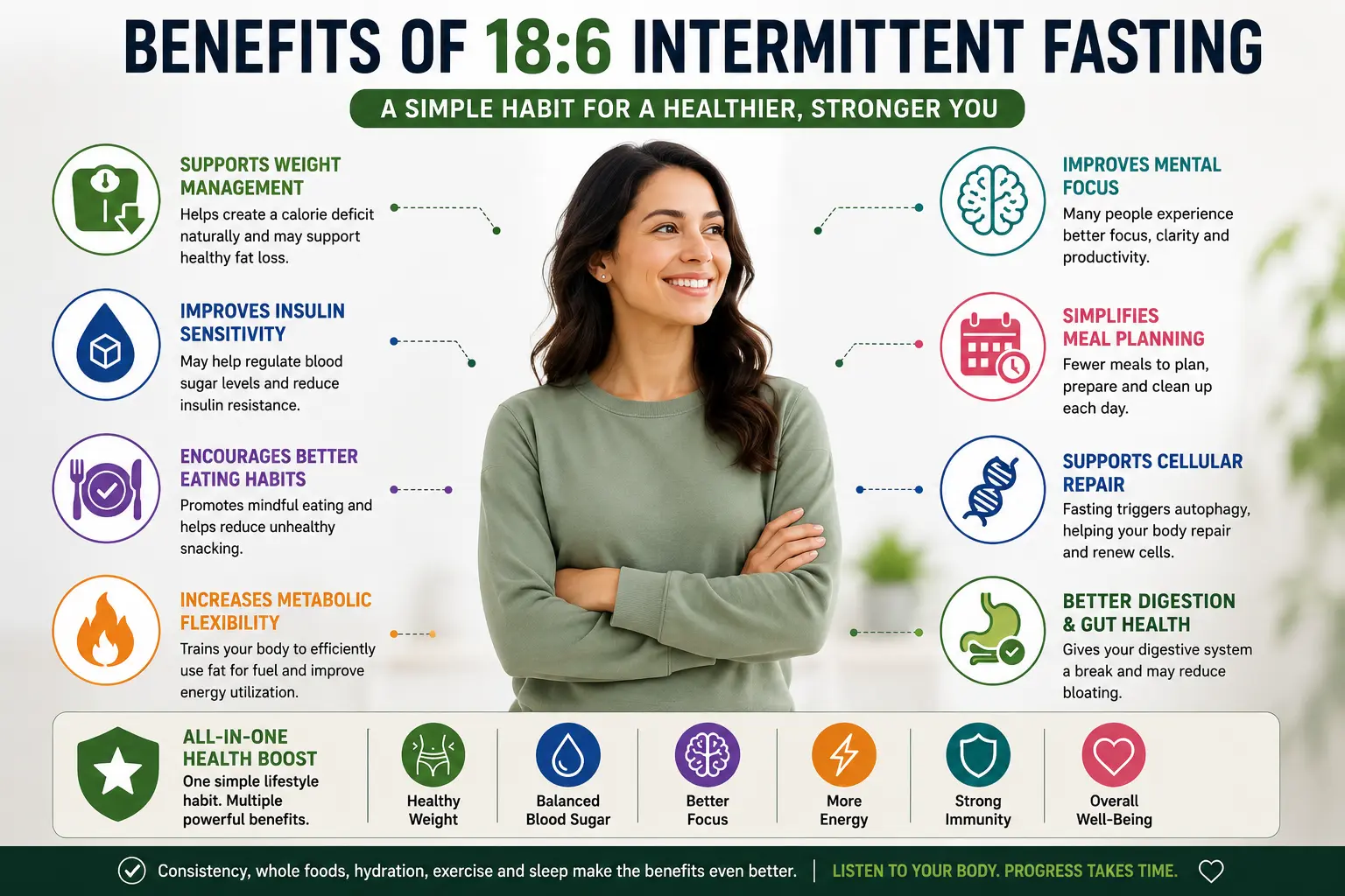 18:6 Intermittent Fasting: Benefits, Results, Meal Plan & Beginner's Guide (2026) Benefits of 18:6 intermittent fasting for weight management and metabolic health